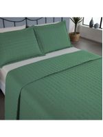 Kit Cobre Leito Colcha Bellini Casal Padrão Dupla Face Percal 300 Fios Textura Matelassê 3 Peças - Verde
