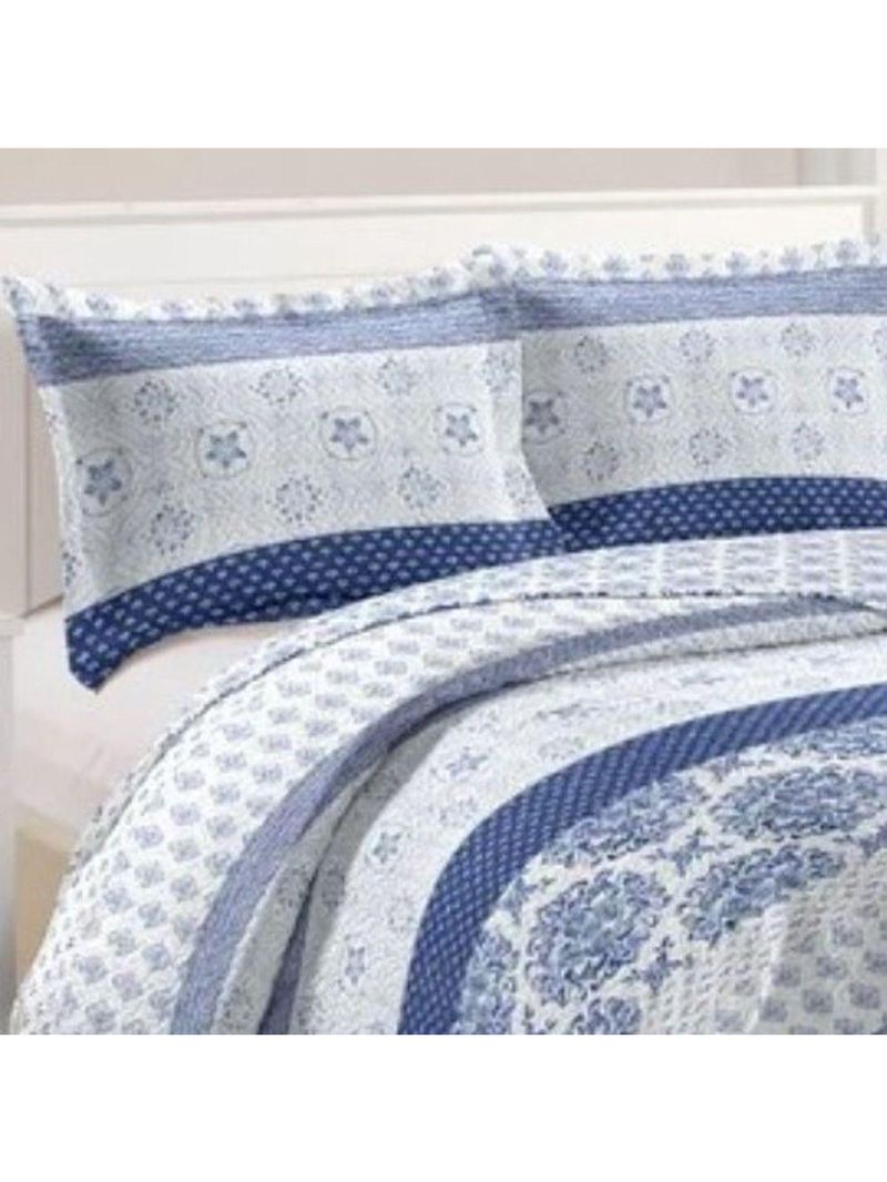 Kit Cobre Leito Colcha Mix Queen Estampado  3 Peças - Suelen