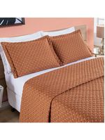 Kit Cobre Leito Colcha Vênus Casal Dupla Face Micropercal 200 Fios Liso 3 Peças - Terracota