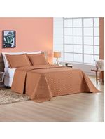Kit Cobre Leito Colcha Vênus Casal Dupla Face Micropercal 200 Fios Liso 3 Peças - Terracota