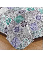 Kit Cobre Leito Colcha Mix Queen Estampado  3 Peças - Thaís