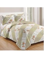 Kit Cobre Leito Colcha Mix Queen Estampado 3 Peças -Janaína
