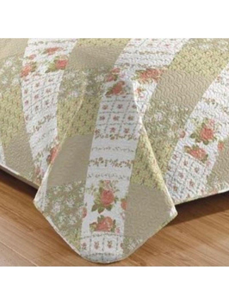 Kit Cobre Leito Colcha Mix Queen Estampado 3 Peças -Janaína