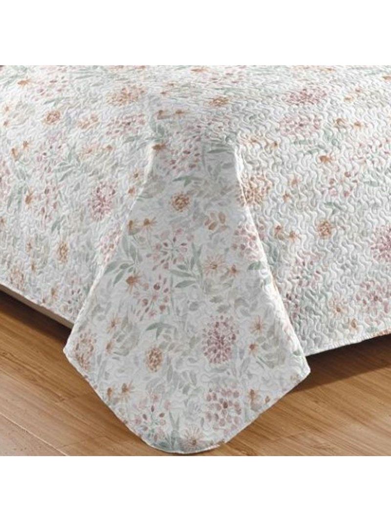 Kit Cobre Leito Colcha Mix King Estampado Dupla Face Floral 3 Peças - Joice