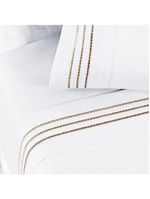 Jogo Cama Lençol Honore Queen Micro Percal 200 Fios C/ Detalhes Bordados 4 Peças - Branco Neve Taupe
