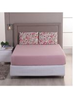Jogo Cama Lençol Sonnet Queen Malha Estampada 100% Algodão 3 Peças - Flores - Rosê