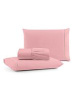 Jogo Cama Lençol Bali Casal Padrão Percal 180 Fios 100% Algodão Ponto Palito 3 Peças - Rosa