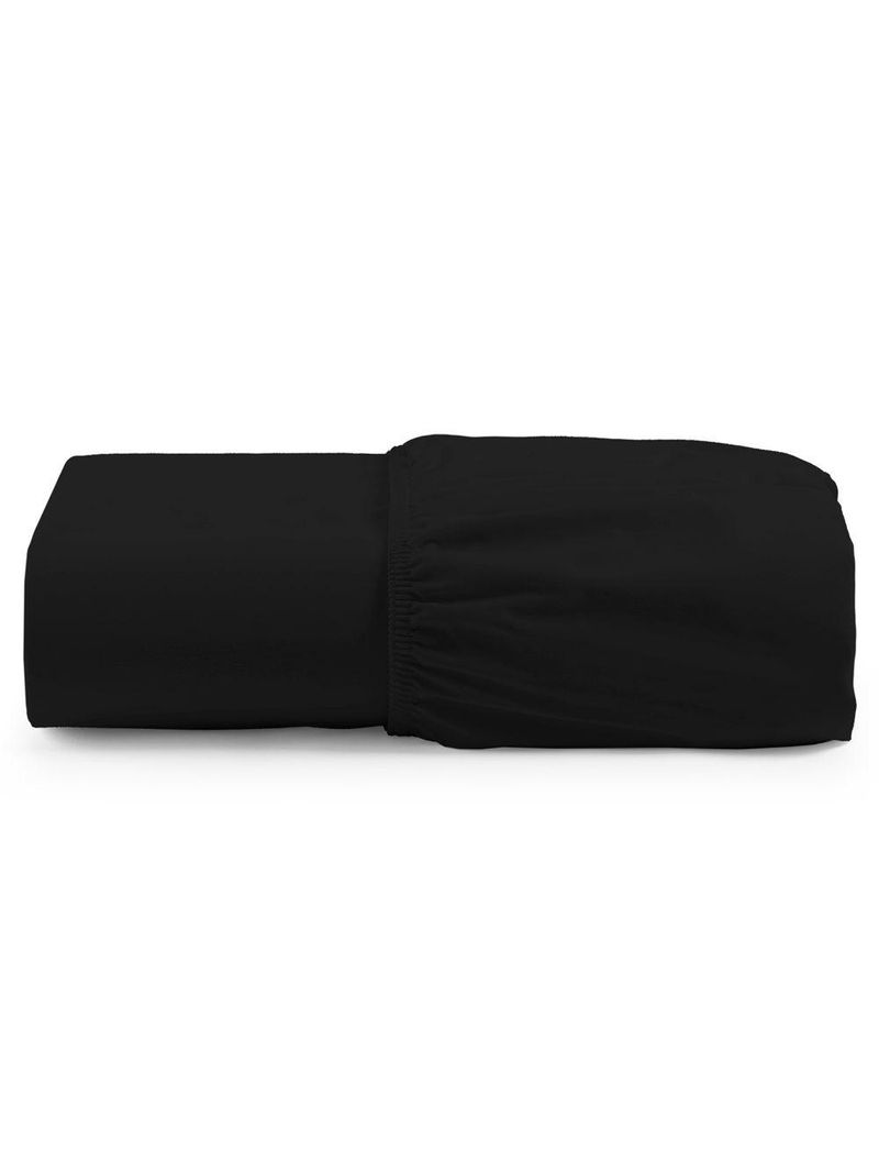Lençol Unique Avulso De Baixo Queen Com Elástico Micro Percal 400 Fios - Preto