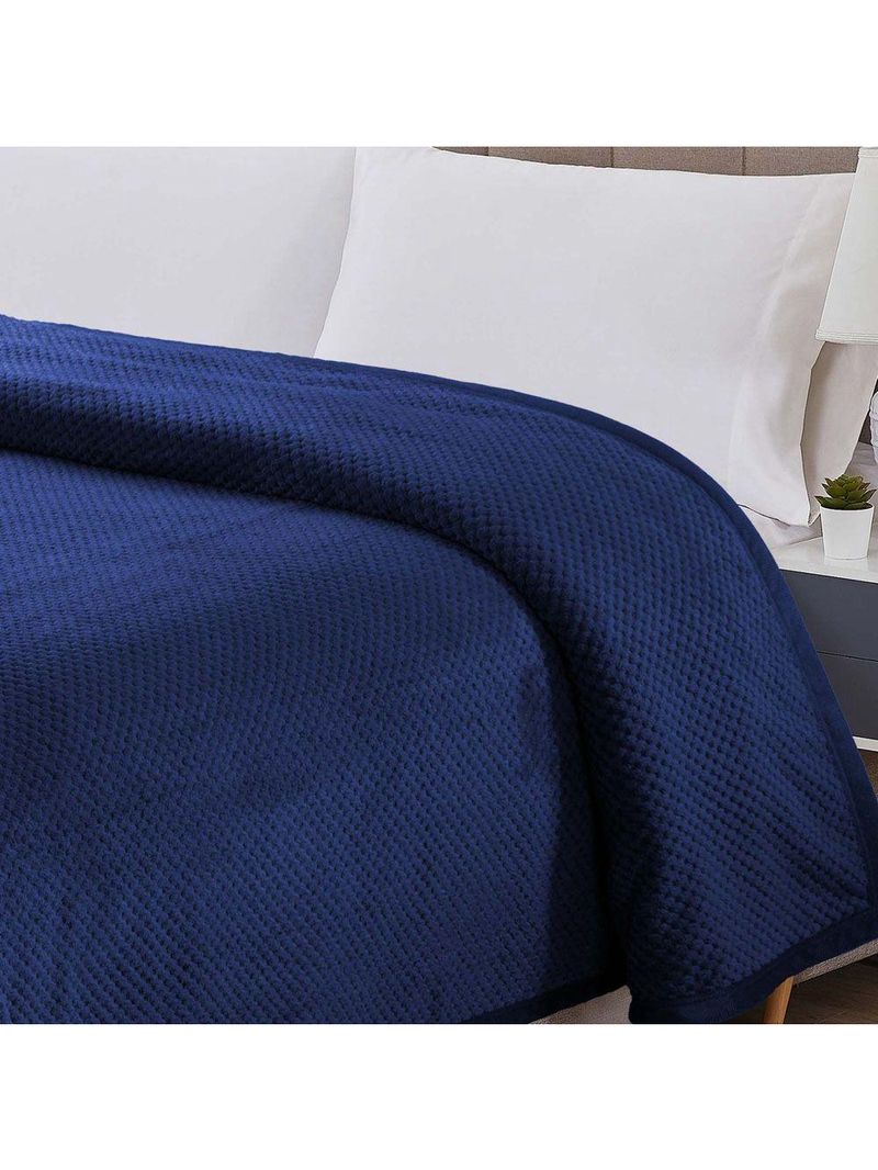 Cobertor Casa Scarpa Poppy Queen Manta Ultrasoft Alto Relevo Super Macia - Azul Marinho