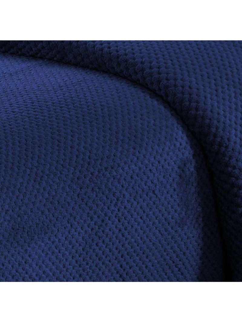 Cobertor Casa Scarpa Poppy Queen Manta Ultrasoft Alto Relevo Super Macia - Azul Marinho