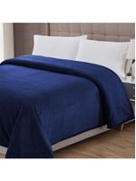 Cobertor Casa Scarpa Poppy Queen Manta Ultrasoft Alto Relevo Super Macia - Azul Marinho