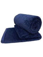 Cobertor Casa Scarpa Poppy Queen Manta Ultrasoft Alto Relevo Super Macia - Azul Marinho