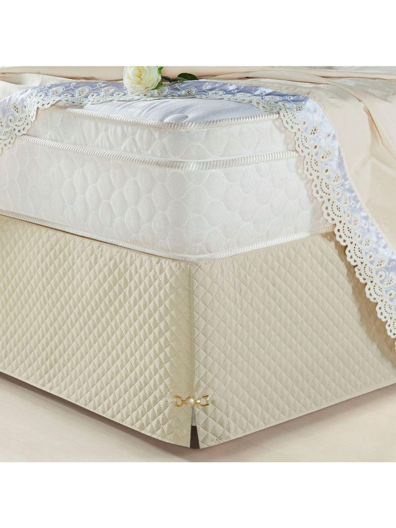 Saia Cama Box King Tunísia Matelada C/ Pingente Bege