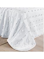Kit Cobre Leito Colcha Alexa Pompom Casal Padrão Dupla Face Micropercal 3 Peças - Branco