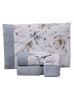 Jogo Cama Lençol Encanto King Estampado Percal 180 Fios C/ Ponto Palito 4 Peças - Floral - Cinza
