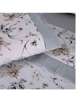 Jogo Cama Lençol Encanto King Estampado Percal 180 Fios C/ Ponto Palito 4 Peças - Floral - Cinza
