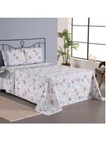 Jogo Cama Lençol Encanto King Estampado Percal 180 Fios C/ Ponto Palito 4 Peças - Floral - Cinza