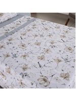 Jogo Cama Lençol Encanto King Estampado Percal 180 Fios C/ Ponto Palito 4 Peças - Floral - Cinza