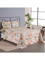 Jogo Cama Lençol Encanto Queen Estampado Percal 180 Fios C/ Ponto Palito 4 Peças - Floral - Verde
