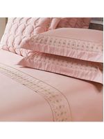 Jogo Cama Lençol Garland Queen Bordado 100% Algodão Acetinado 400 Fios 4 Peças - Rosê E Fendi