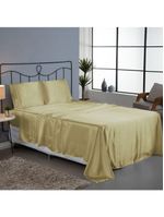 Jogo Cama Lençol Splendore Casal Padrão Cetim Charmousse Alto Brilho 4 Peças - Dourado