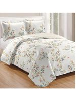 Kit Cobre Leito Colcha Mix King Estampado Dupla Face Floral 3 Peças - Mônica