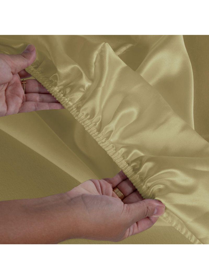 Jogo Cama Lençol Splendore Casal Padrão Cetim Charmousse Alto Brilho 4 Peças - Dourado