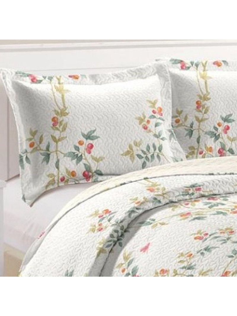 Kit Cobre Leito Colcha Mix King Estampado Dupla Face Floral 3 Peças - Mônica