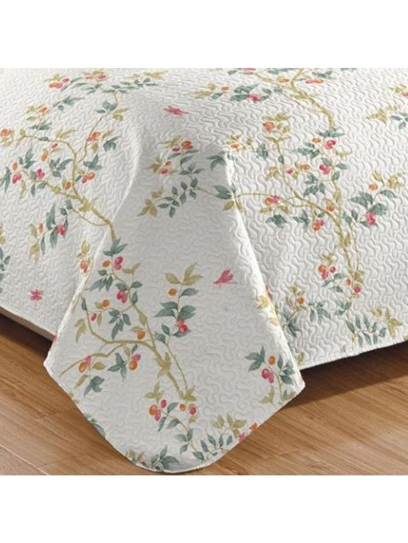 Kit Cobre Leito Colcha Mix King Estampado Dupla Face Floral 3 Peças - Mônica