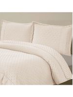Kit Coordenado Grécia Cobre Leito + Jogo De Cama King Bordado Inglês 300 Fios - 7 Peças - Bege