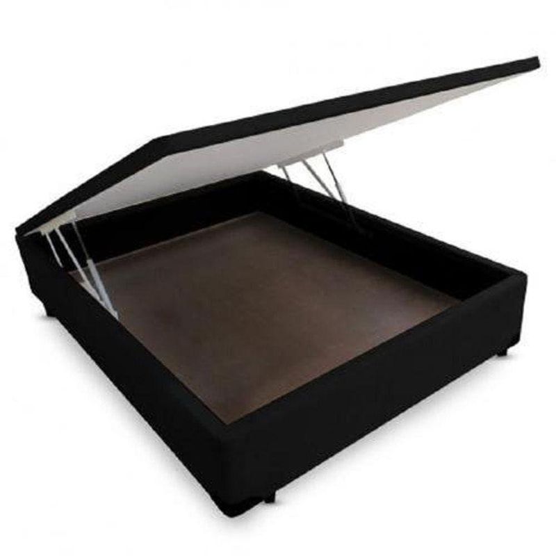Cama Box Baú Casal Em Sued Preto - 138x188