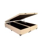 Cama Box Baú King Bipartido Sintético Bege 42x193x203