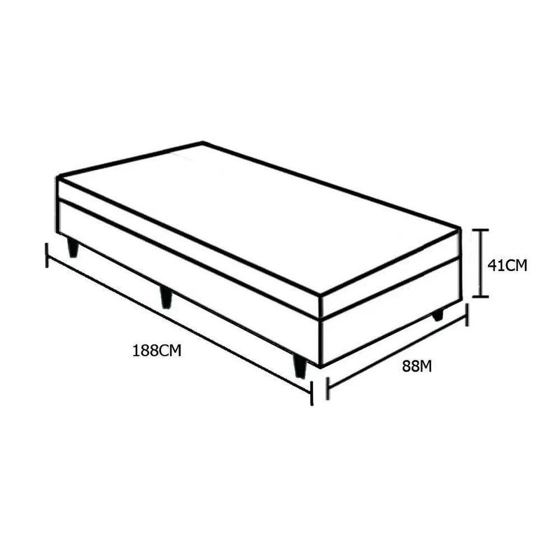Cama Box Baú Solteiro Sintético Branco 88x188x42