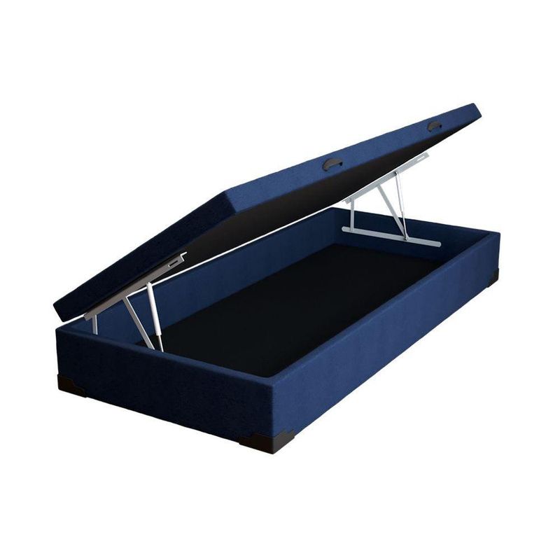 Cama Box Baú Solteiro Azul Sintético 88x188