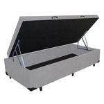 Cama Box Baú Solteiro Cinza Premium Suede 88x188