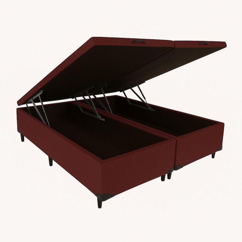 Cama Box Baú Queen Bipartido Vermelho 158x198x42