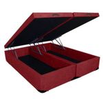 Cama Box Baú Queen Bipartido Vermelho 158x198x42