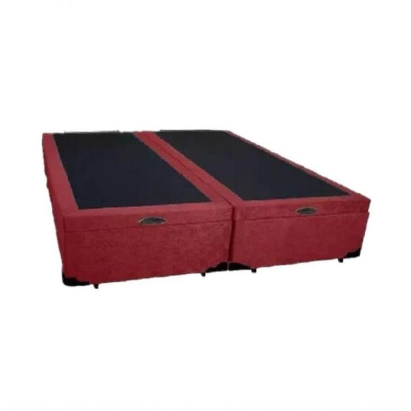 Cama Box Baú Queen Bipartido Vermelho 158x198x42