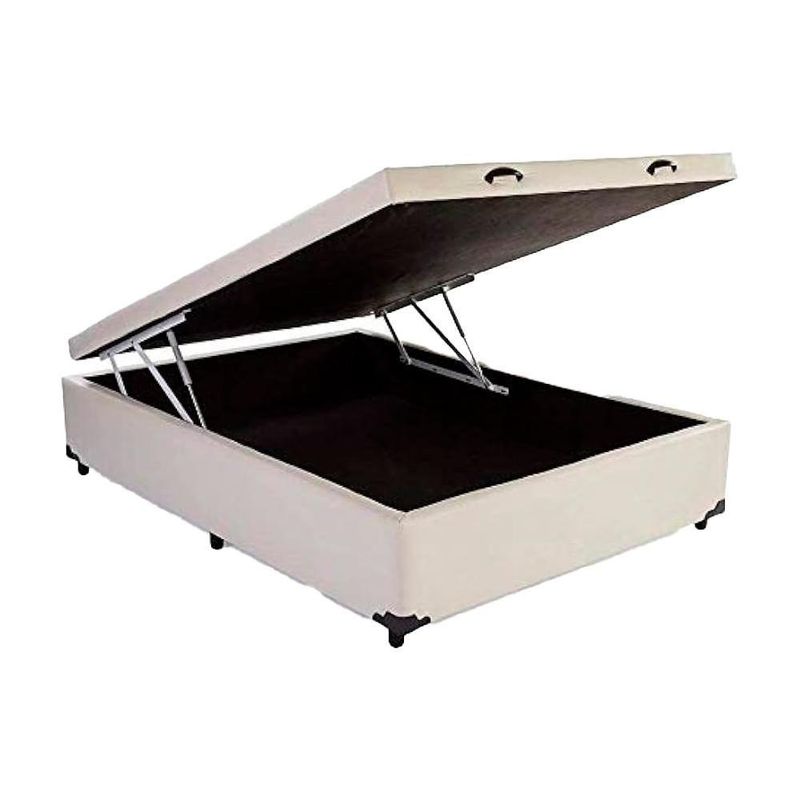 Cama Box Baú Casal Sintético Bege 138x188