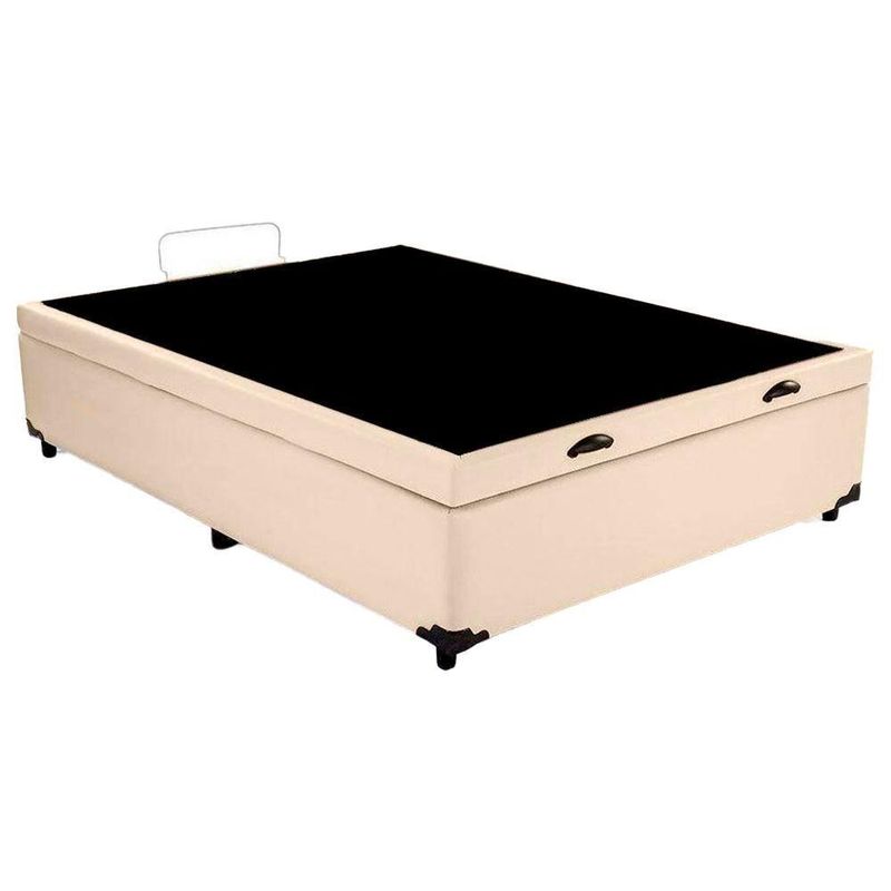 Cama Box Baú Casal Sintético Bege 138x188