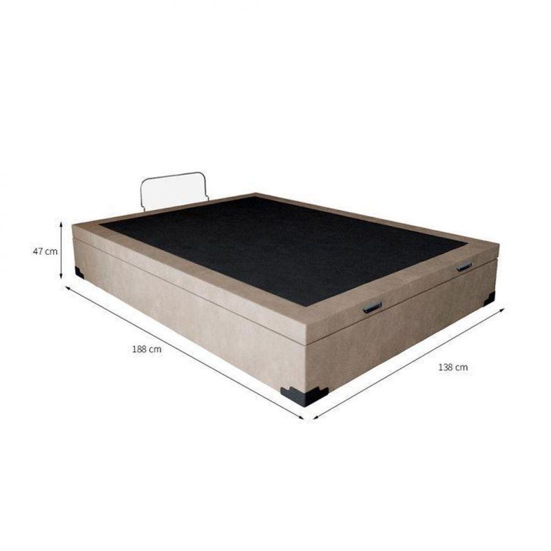 Cama Box Baú Casal Sintético Bege 38x138x188
