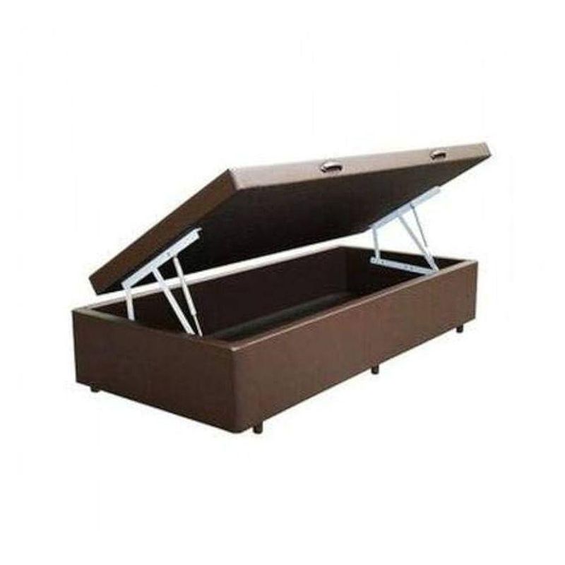 Cama Box Baú Solteiro Marrom Suede Premium 88x188