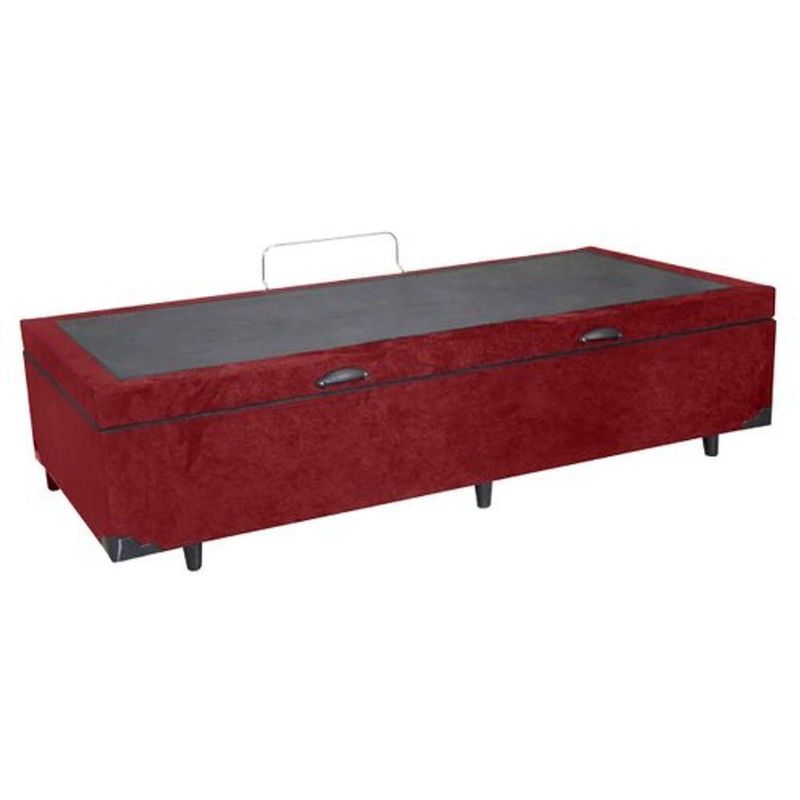 Cama Box Baú Solteiro Vermelho Suede 88x188x42