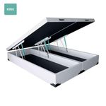 Cama Box Baú King Bipartido Sintético Branco 42x193x203