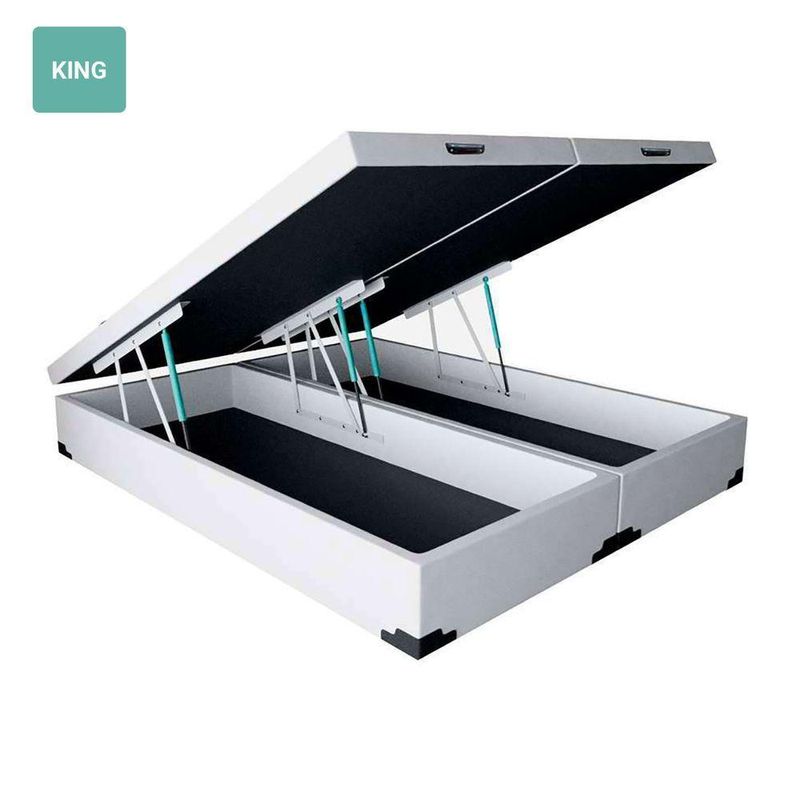 Cama Box Baú King Bipartido Sintético Branco 42x193x203