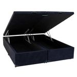 Cama Box Baú Casal Em Sued Preto Bipartido - 138x188