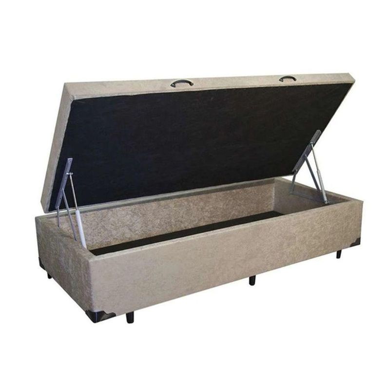 Cama Box Baú Solteiro 88x188x42 Sintético Bege