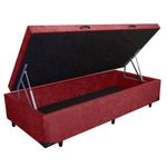 Cama Box Baú Solteiro 88x188x Premium Suede Vermelho