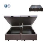 Cama Box Baú Casal Bipartido Sintético Marrom 138x188