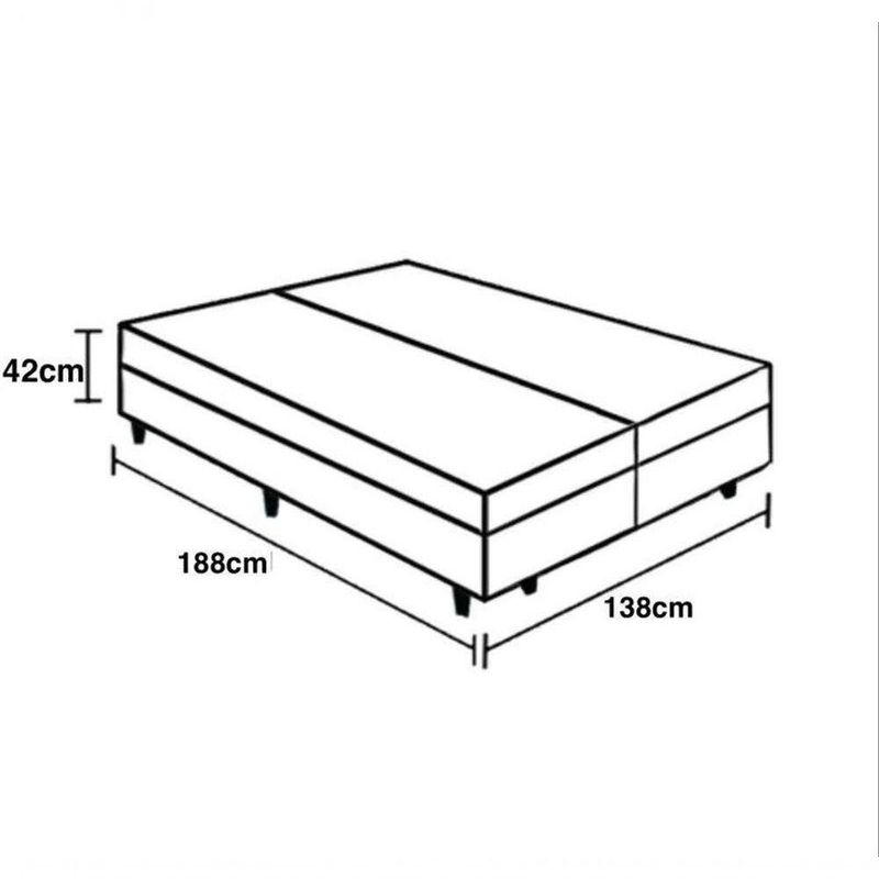Cama Box Baú Casal Em Sued Cinza Bipartido Com Pistão A Gás - 138x188